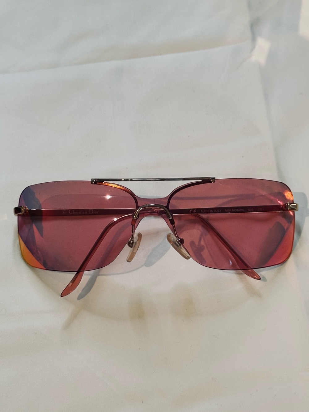 Rare Vintage Mini-Motard Dior Rimless Shield Sunglasses in Pink Gradient
